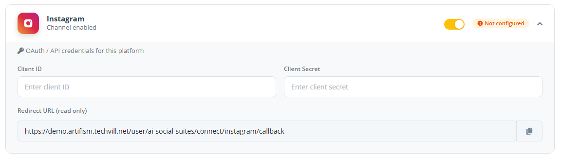 Instagram API Settings