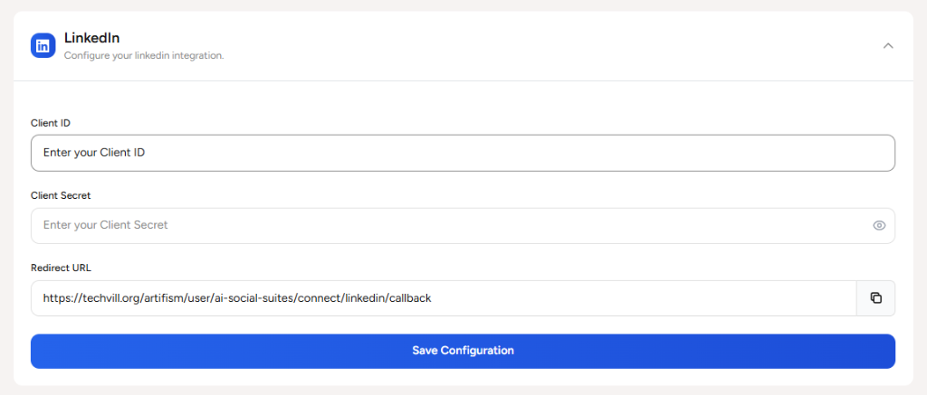 LinkedIn API Settings
