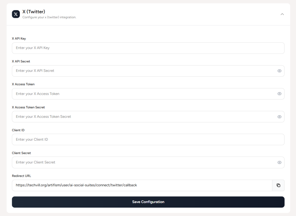 Twitter API Settings