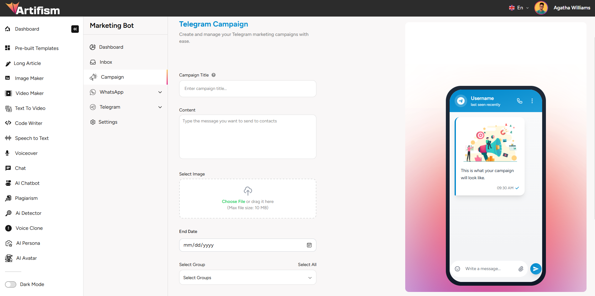Telegram Campaign Creation