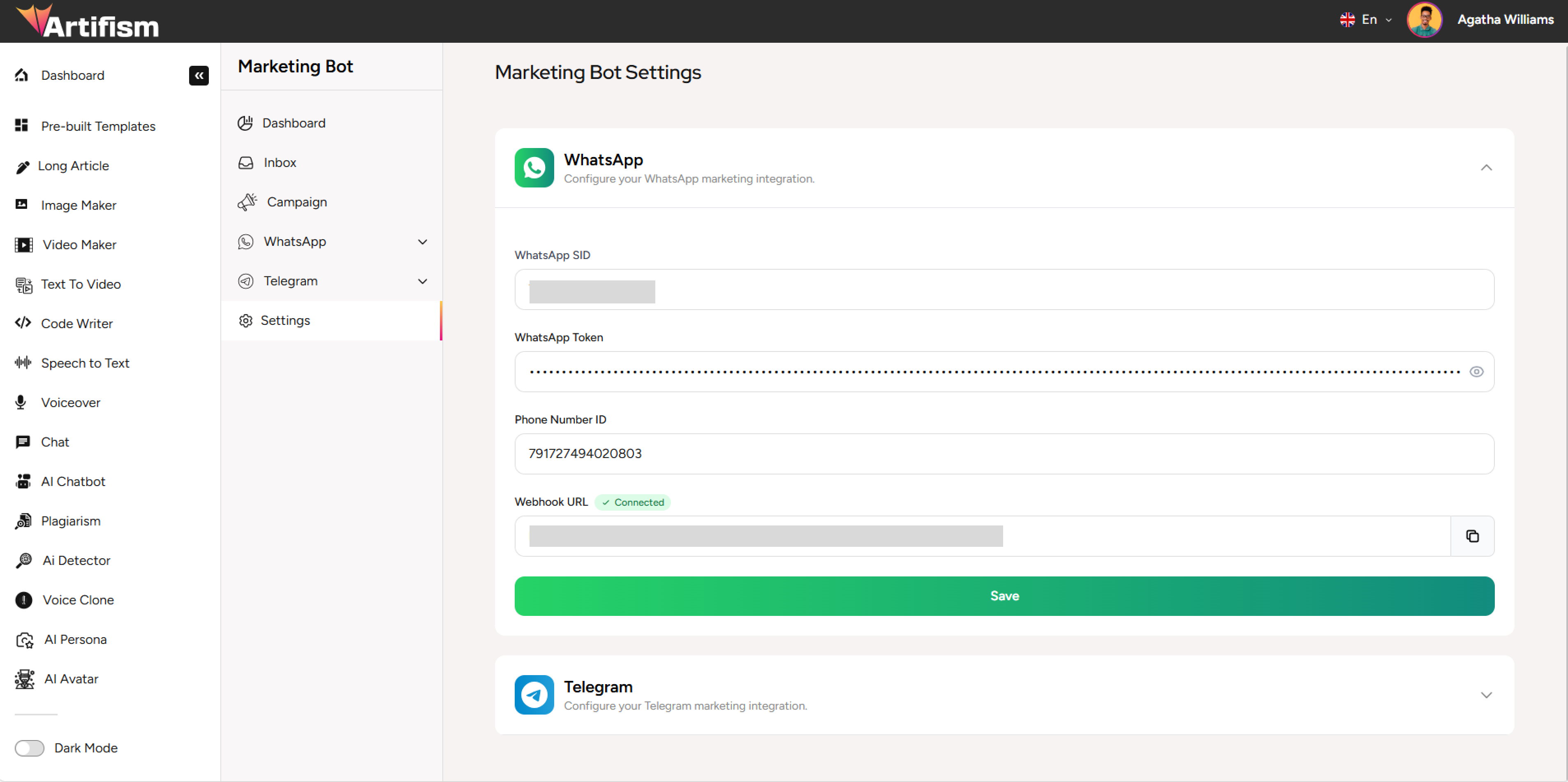 Telegram Settings Form
