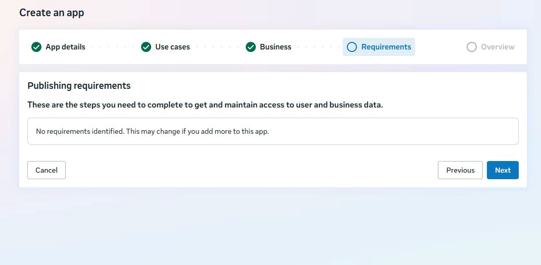 Live Meta Publishing requirements step