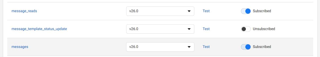 Live Meta webhook list around message_reads and messages