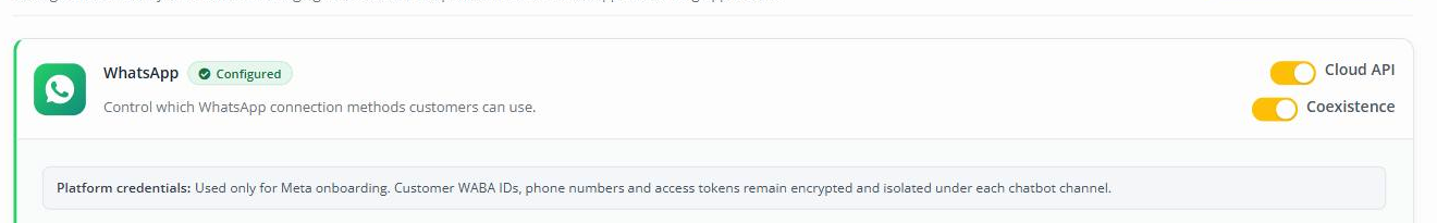 Cloud API and Coexistence switches