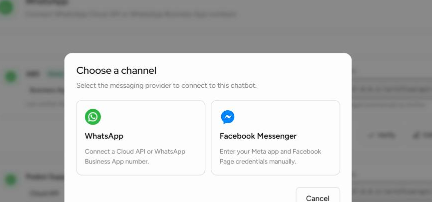 Choose WhatsApp from Add Channel
