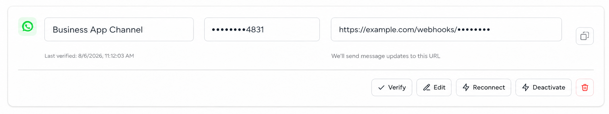 A configured WhatsApp Business App Coexistence channel