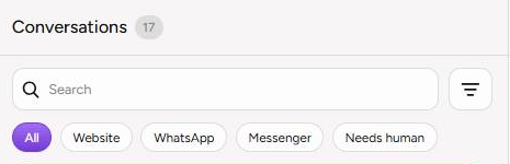 Conversation channel and human-handoff filters