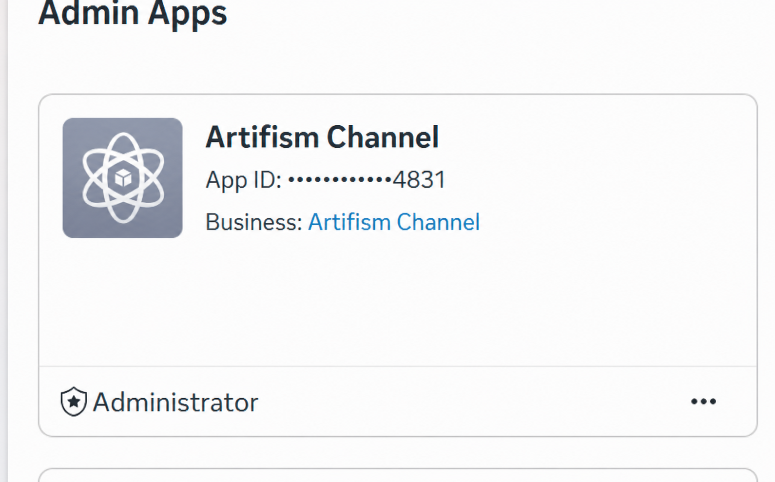 Find an existing Artifism Channel app card